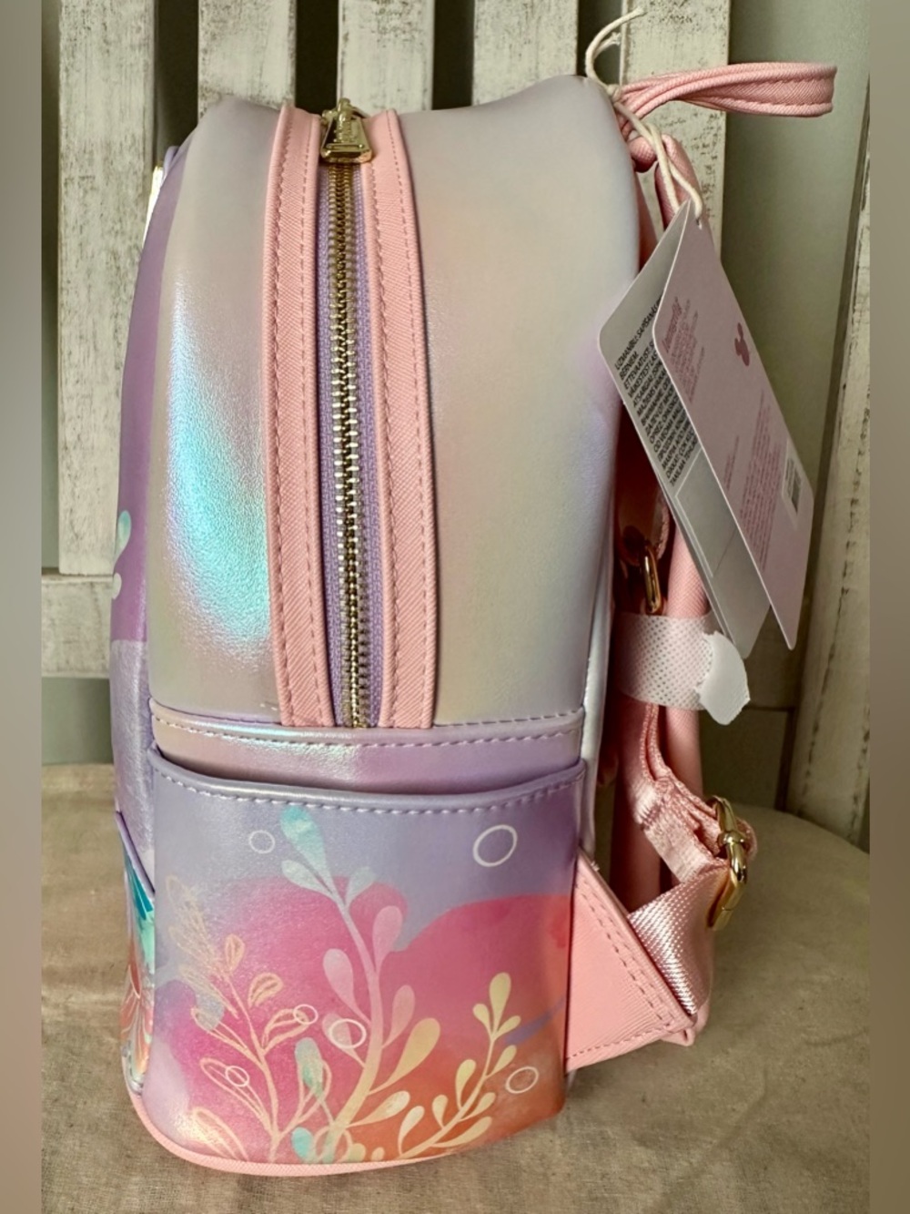 Loungefly x Disney Little Mermaid Ariel Soft Floral Mini Backpack & Flap Wallet - Picture 7 of 14